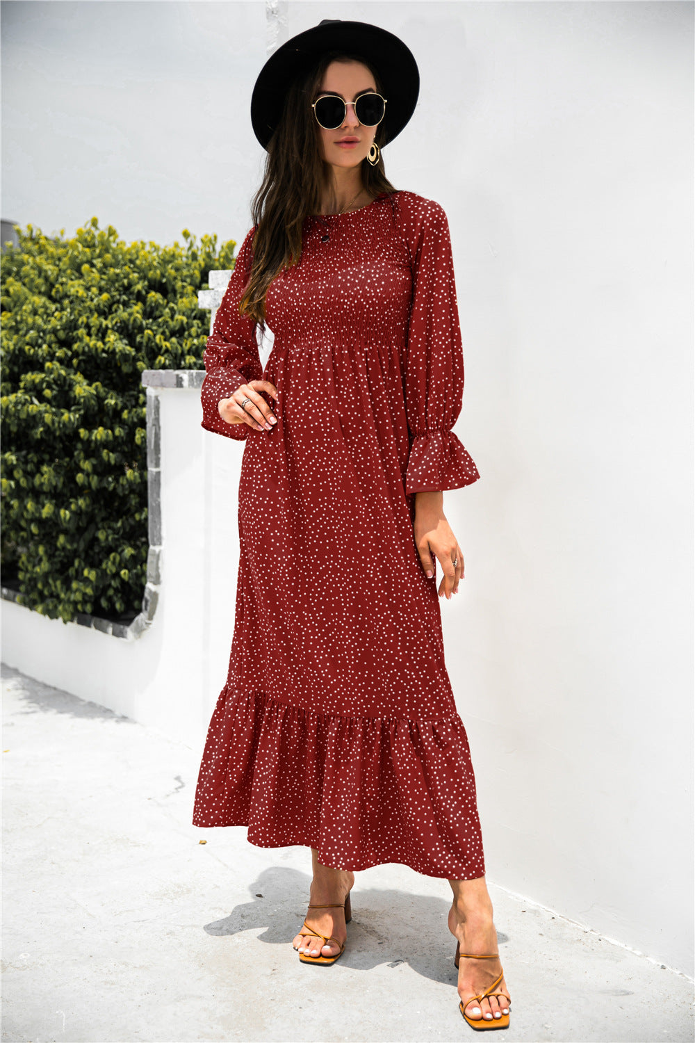Stilla | Puff Ærme Ruffle Maxi Kjole