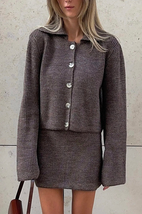 Stilla | Cozy Strik Cardigan og Casual Mini Nederdel Sæt