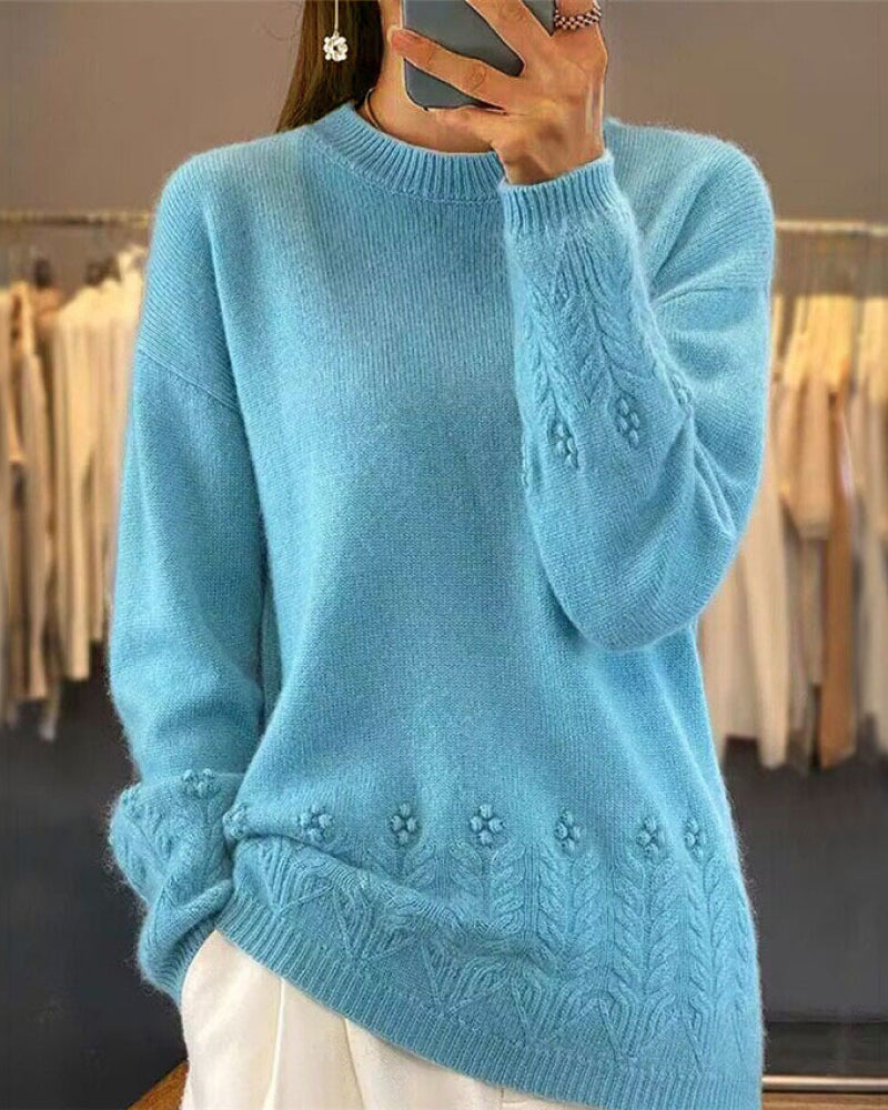 Stilla | Ensfarvet Passende Sweater I Retro Stil