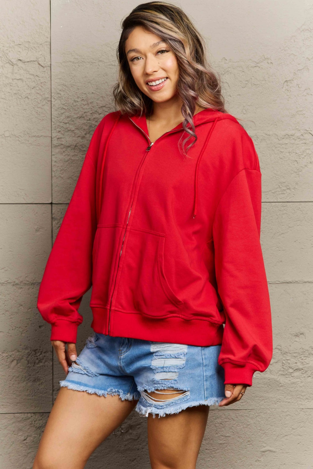 Stilla | Plus Size Zip Up Langærmet Hættetrøje