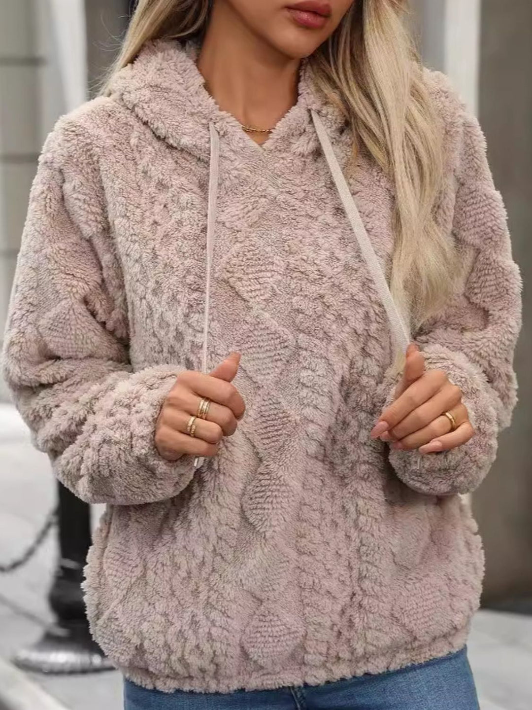 Stilla | Fleece Hættetrøje Med Lange Ærmer og Snøre