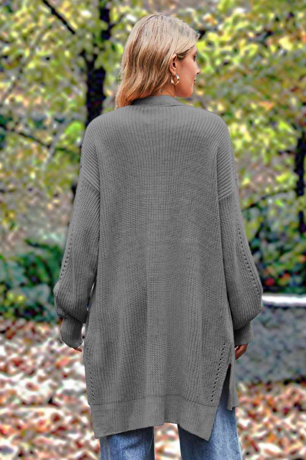 Stilla | Langærmet Åben Front Slids Cardigan