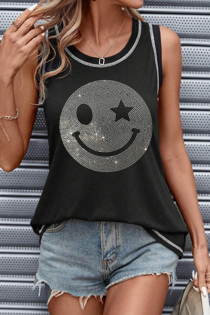 Stilla | Smile Face Rund Hals Tank