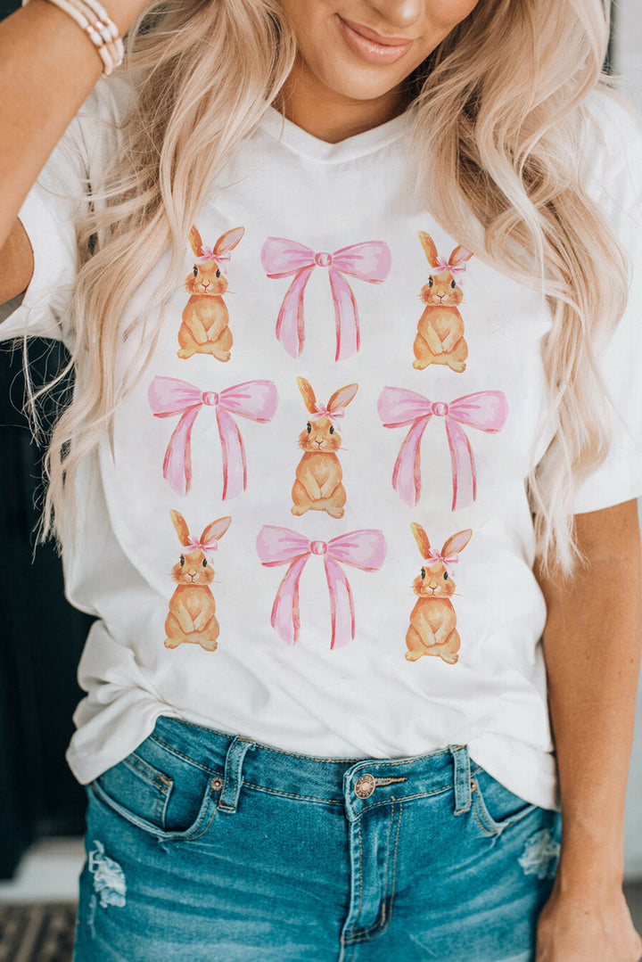 Stilla | Sløjfe Rund Hals Kort Ærme T-Shirt