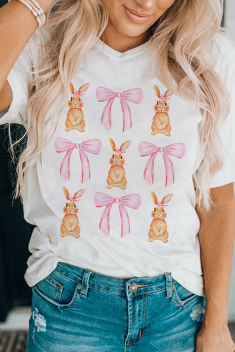 Stilla | Sløjfe Rund Hals Kort Ærme T-Shirt