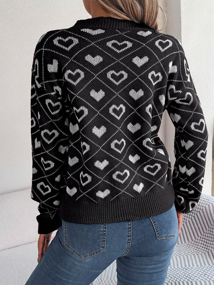 Stilla | Mønstret V-Hals Langærmet Sweater