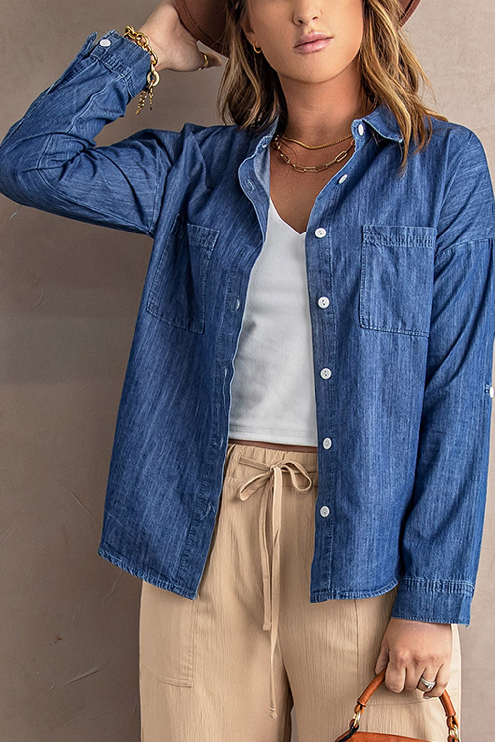 Stilla | Knap-op Krave Denim Top