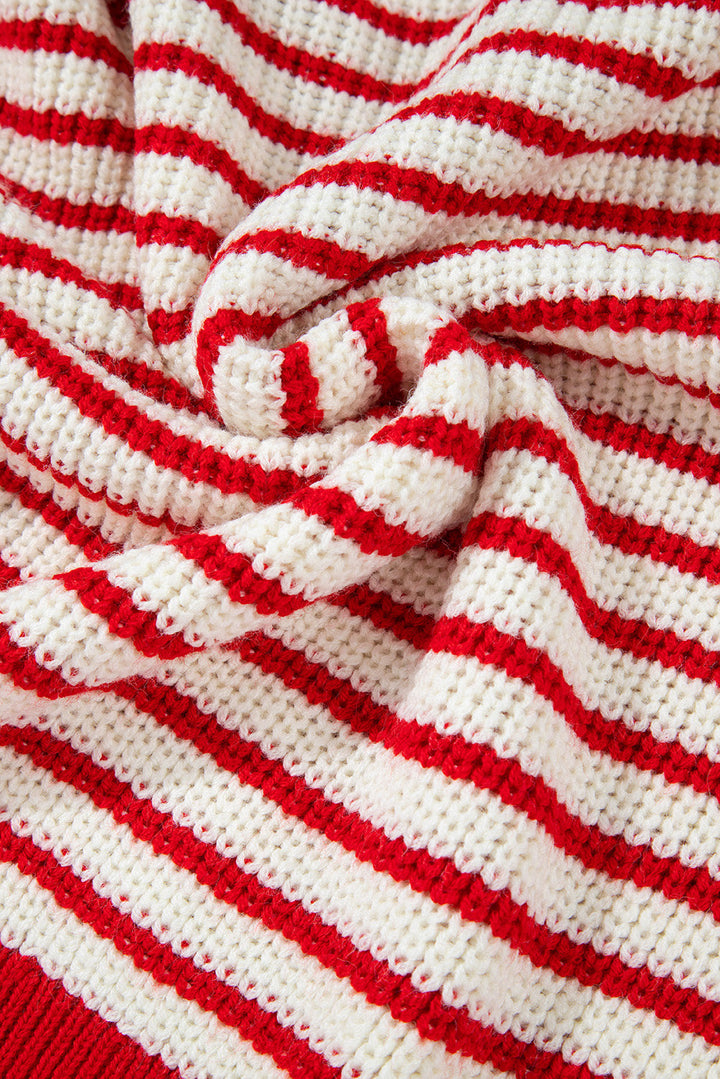 Stilla | Stribet sweater med lange ærmer og Johnny krave