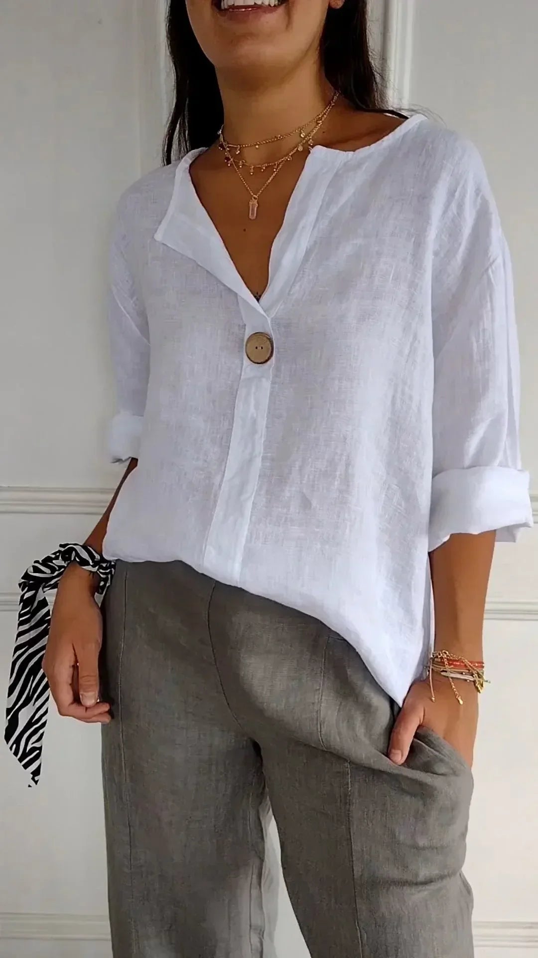 Stilla | Bluse Løs Linned Bluse