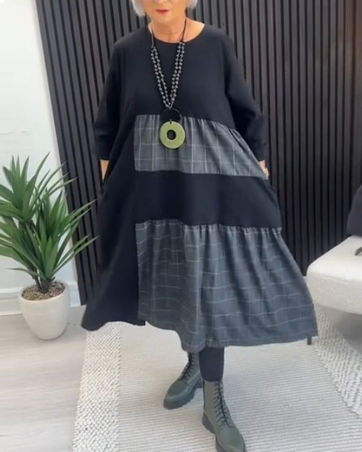 Stilla | Kjole med ternet patchwork og lomme