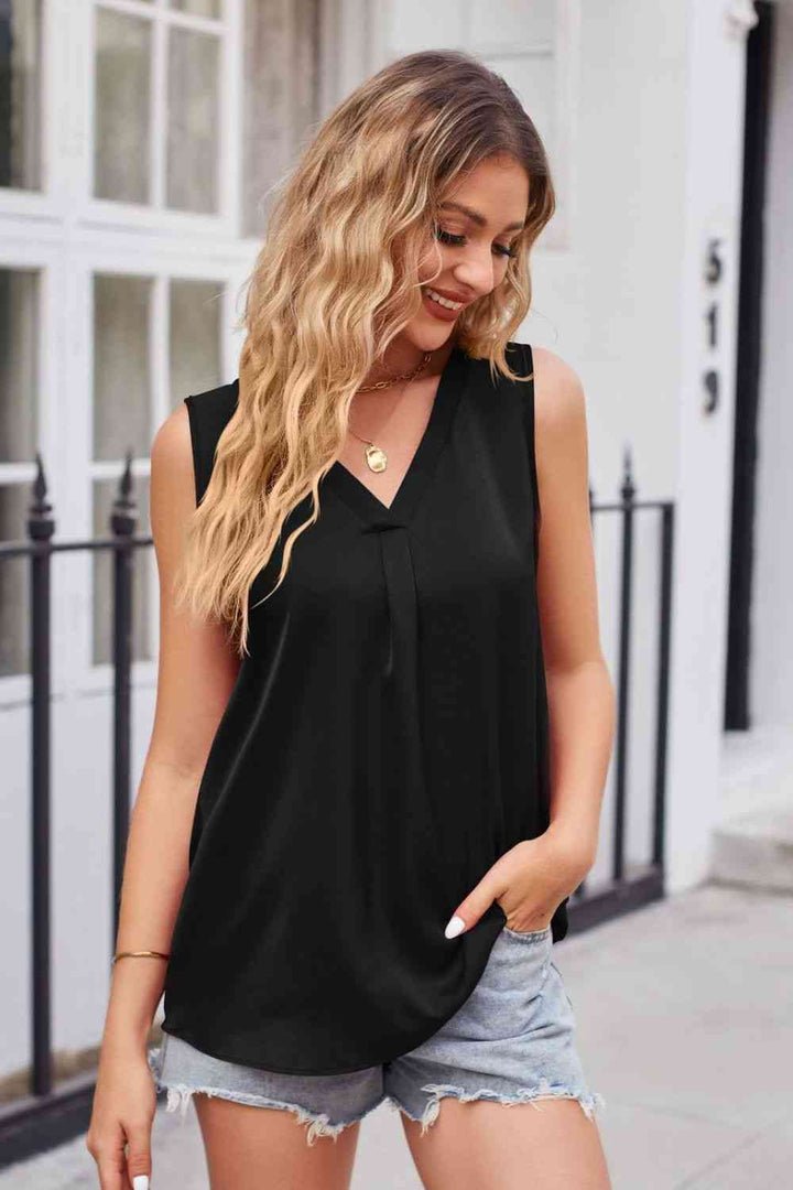 Stilla | V-hals Buet Kant Satin Tank