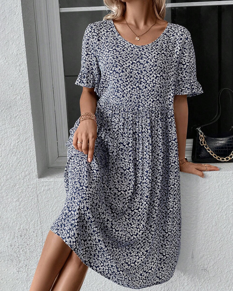 Stilla | Elegant Midi-Kjole med Blomster