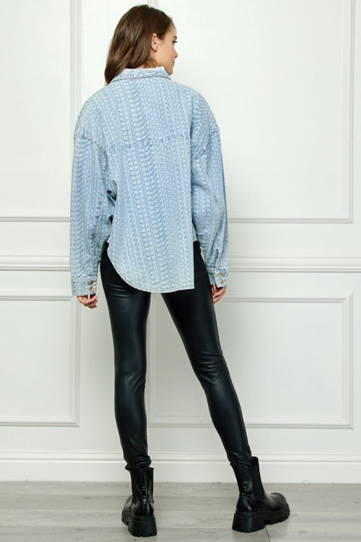 Stilla | Button Up Dropped Shoulder Denim Top