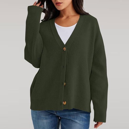 Stilla | Nakke Knap Front Cardigan