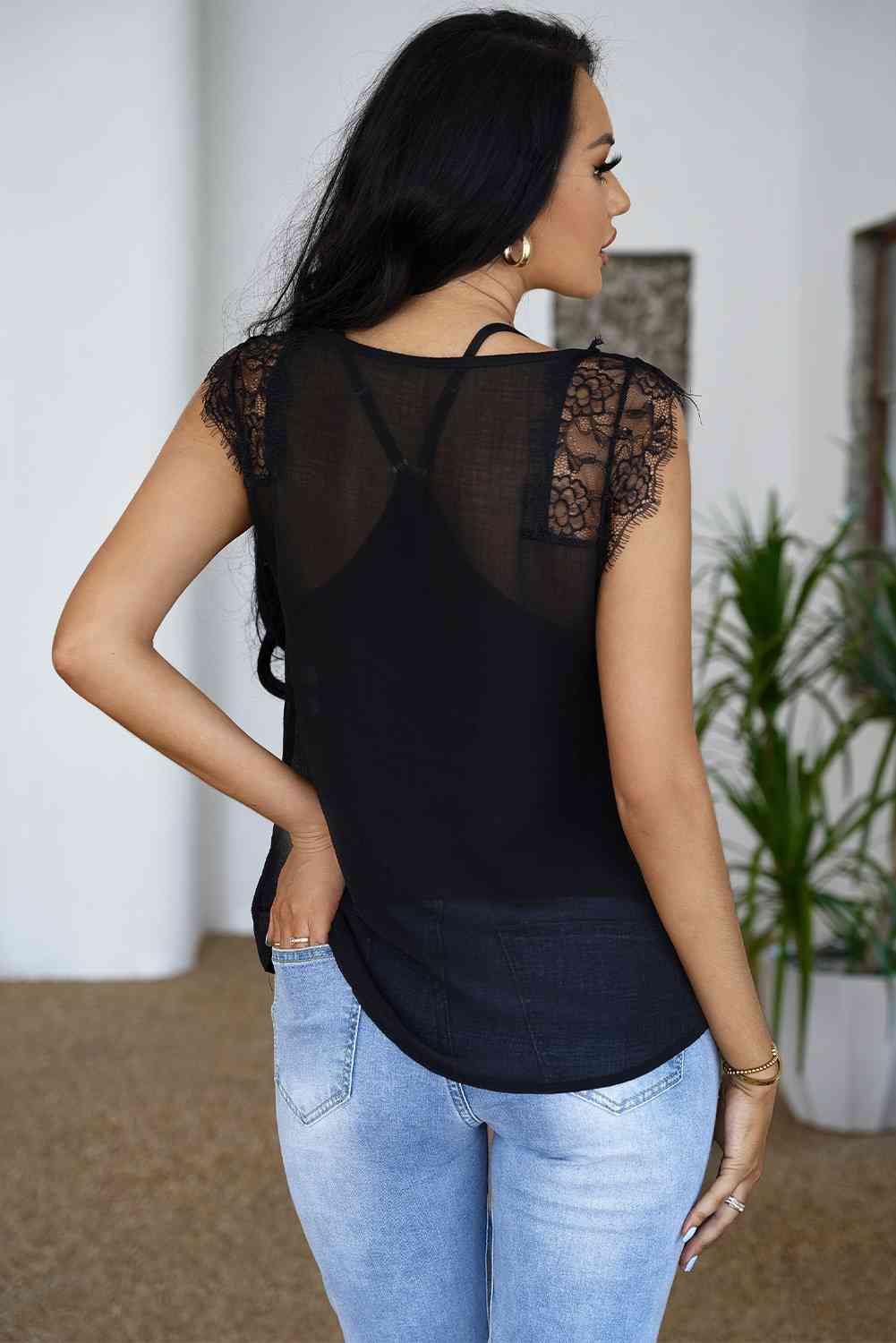 Stilla | Trim Spliced Lace V-hals Tank