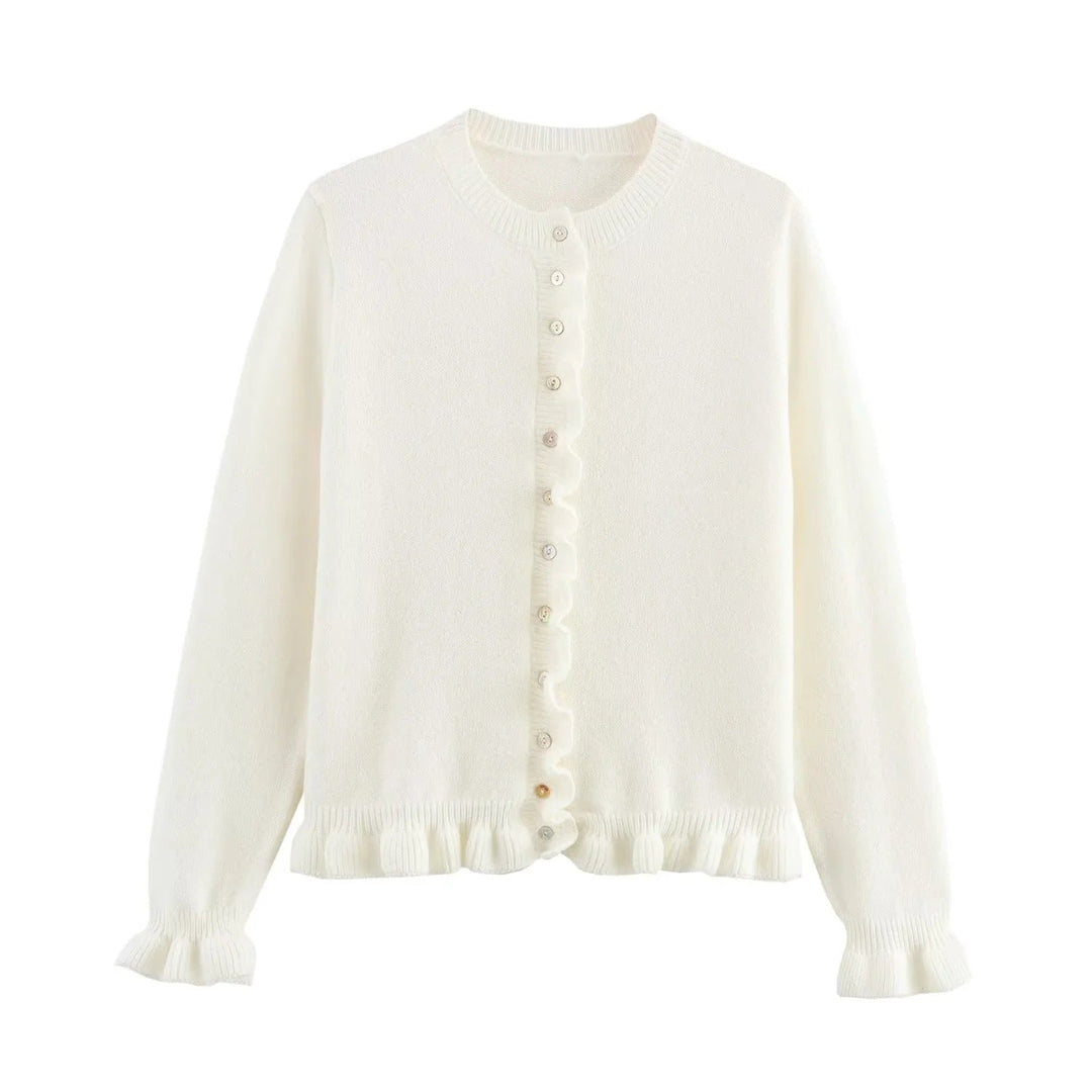 Stilla | Rynket Kvinders Cardigan med Knapper, Chic Laget Top