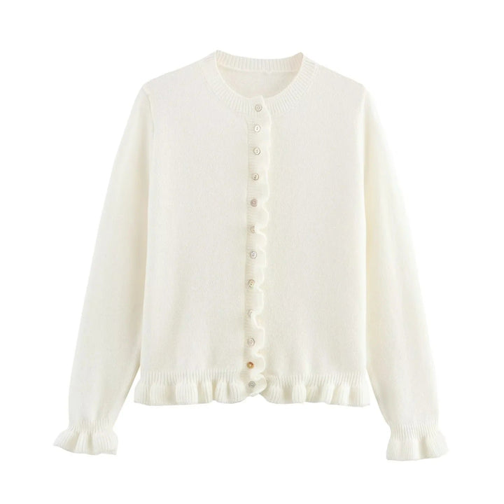 Stilla | Rynket Kvinders Cardigan med Knapper, Chic Laget Top