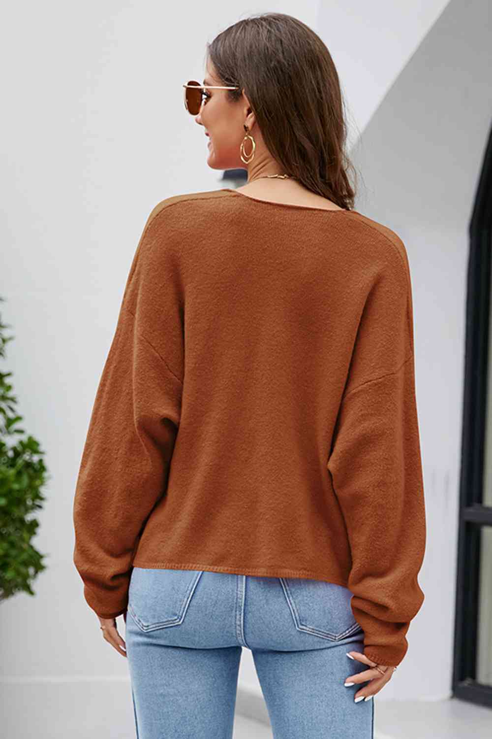 Stilla | Nakke Drop Skulder Langærmet Strik Top