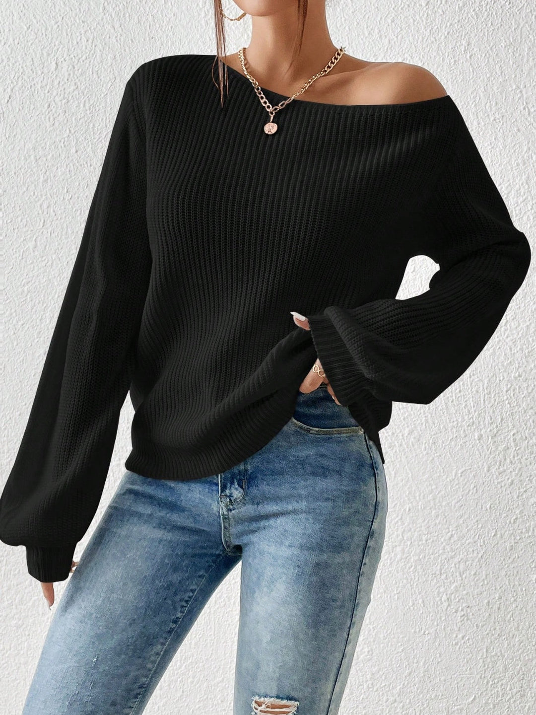 Stilla | Enkelt Skulder Langærmet Sweater