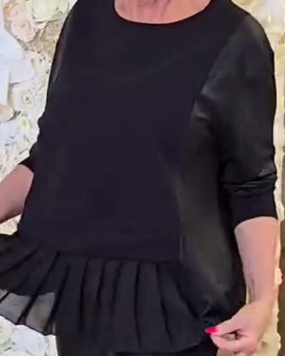 Stilla | Langærmet Sweatshirt med Patchwork Detaljer