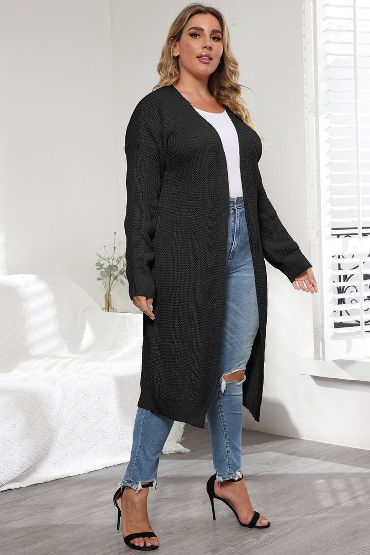 Stilla | Plus Size Åben Front Langærmet Cardigan
