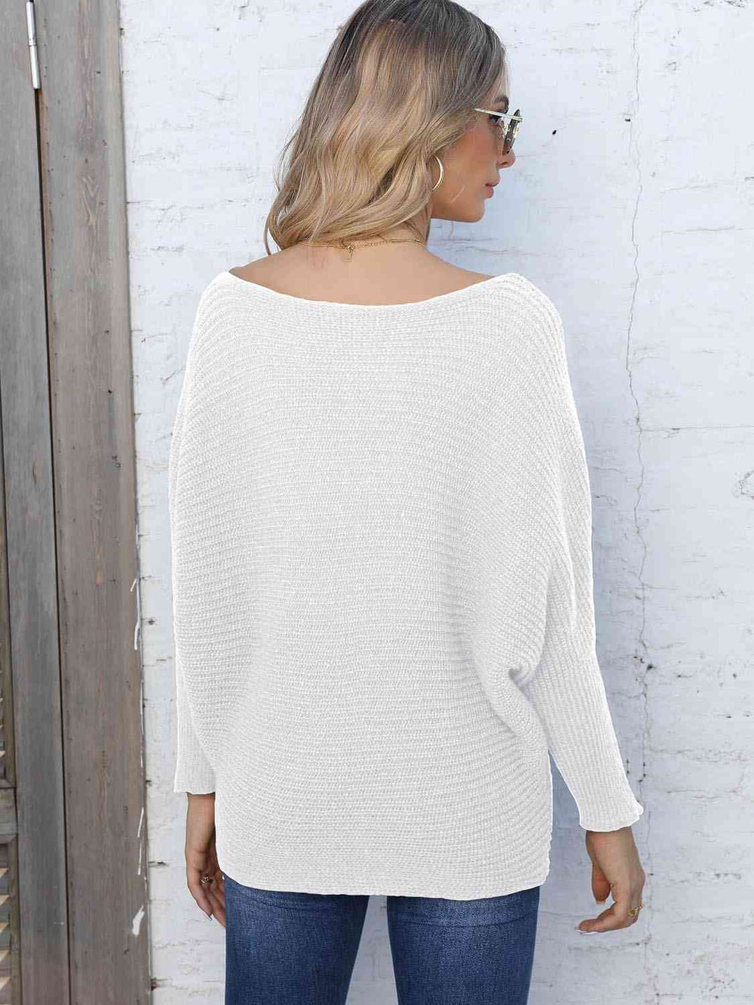 Stilla | Størrelse Horisontal Ribbing Dolman Ærme Sweater