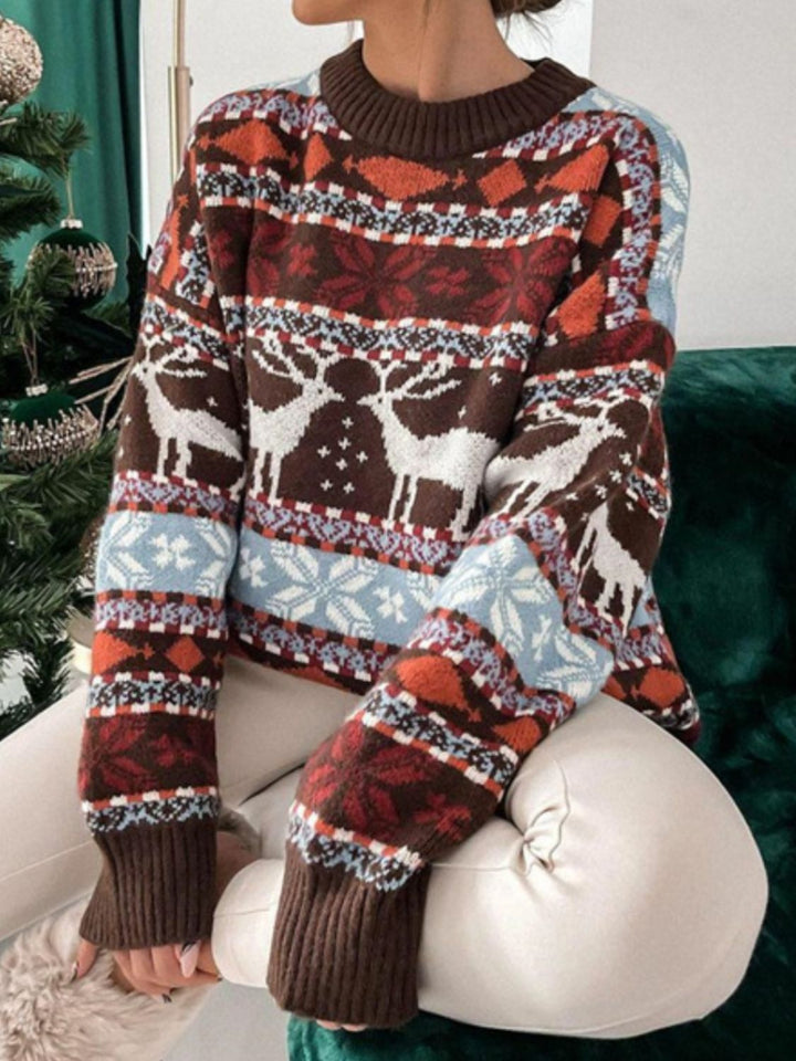 Stilla | Pullover med Rund Geometrisk Halslinje og Faldende Skuldre