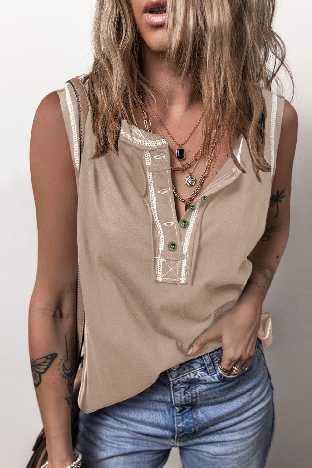 Stilla | Stitching Rund Hals Tank