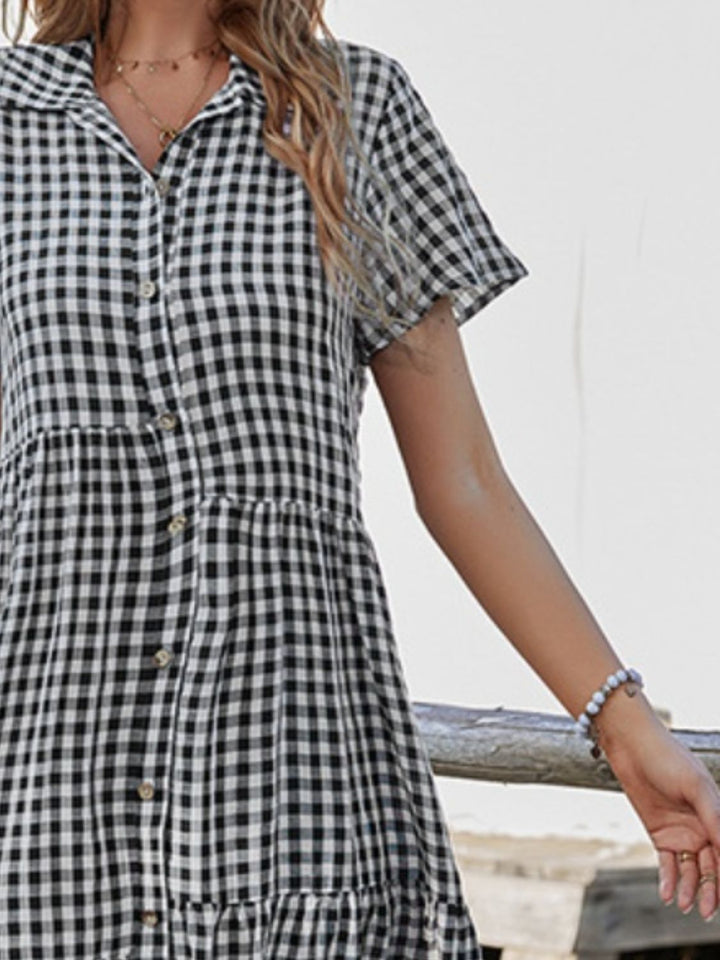 Stilla | Up Plaid Korte Ærmer Midi Kjole