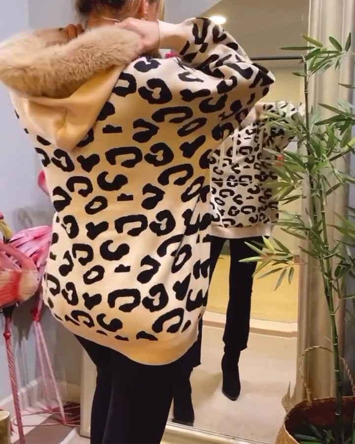 Stilla | Langærmet Elegant Hætte sweatshirt med Leopardmønster