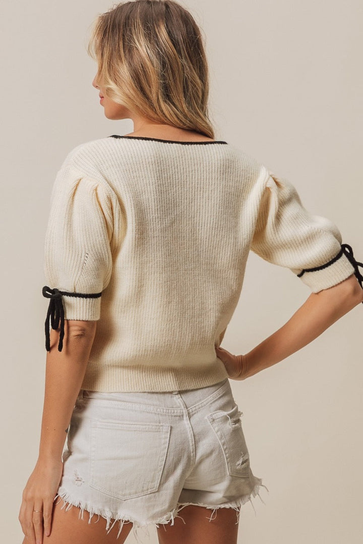 Stilla | Kontrast Kant Knap Cardigan