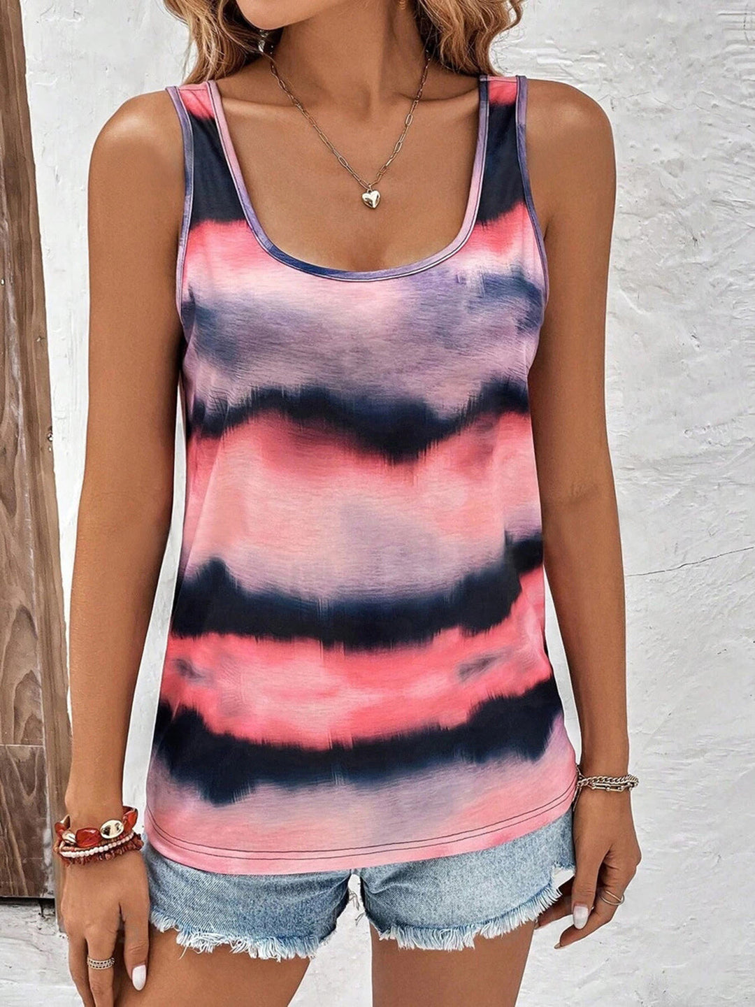 Stilla | Dye Scoop Neck Wide Strap Tank