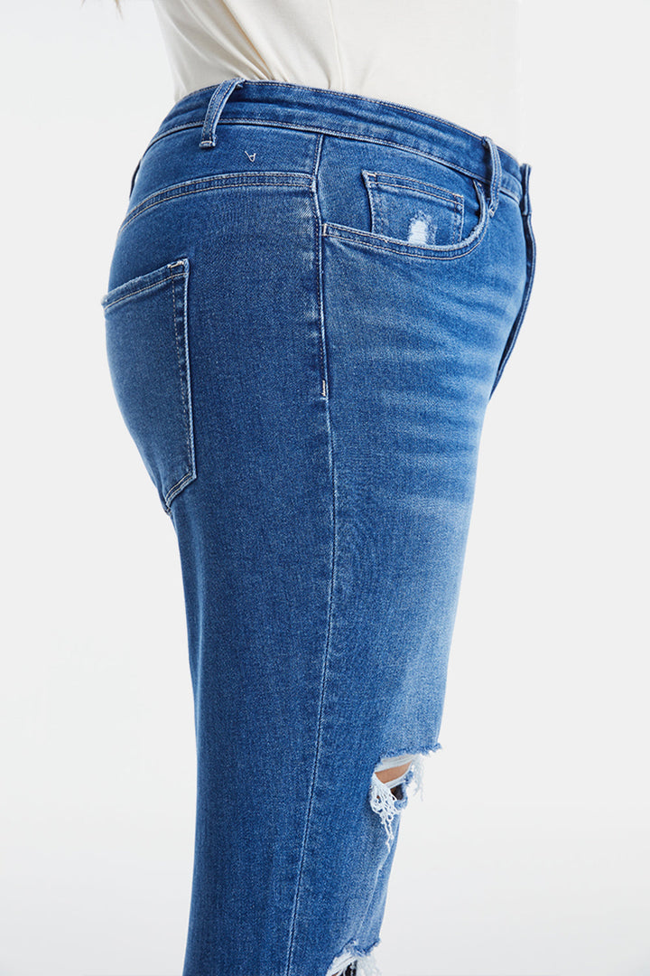 Stilla | Full Size Distressed High Waist Mom Jeans
