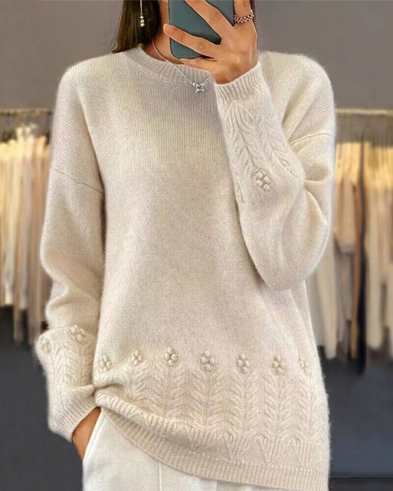 Stilla | Ensfarvet Passende Sweater I Retro Stil