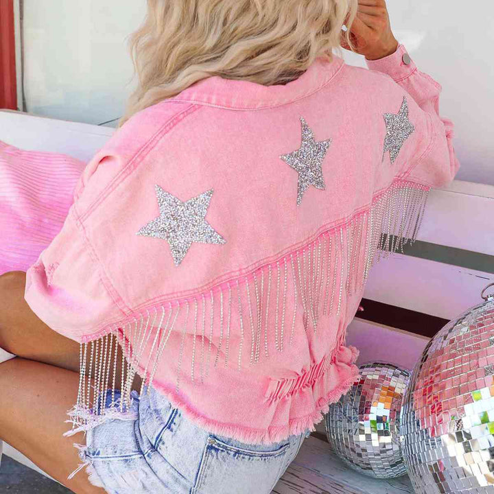 Stilla | Rå Kant Frynse Detalje Denimjakke