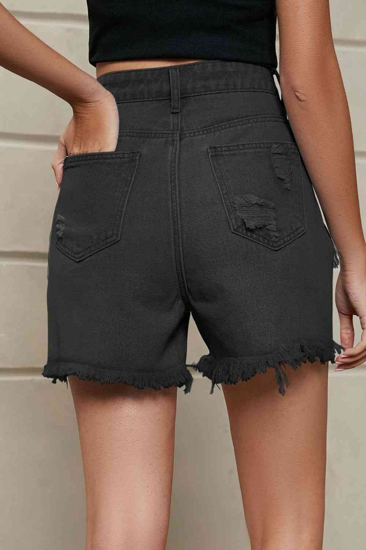 Stilla | Trim Distressed Denim Shorts Med Lommer