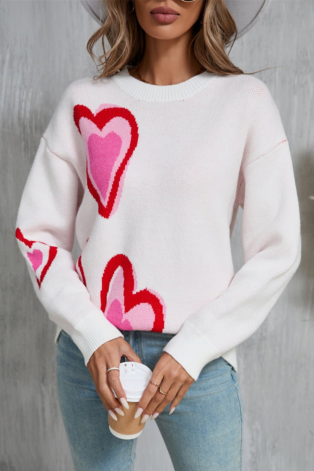 Stilla | Rundhals Sweater Med Lange Ærmer i Hjerteform