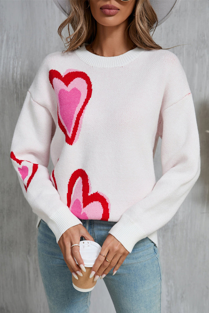 Stilla | Rundhals Sweater Med Lange Ærmer i Hjerteform