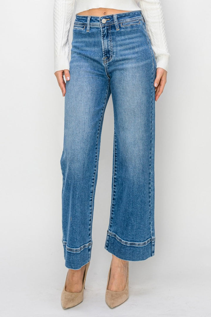Stilla | Fuld størrelse høj talje bred ben jeans