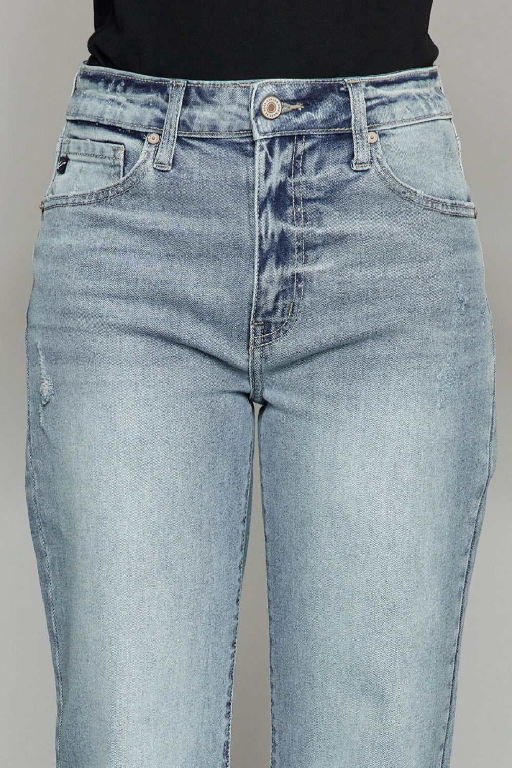 Stilla | Høj Talje Rå Kant Beskåret Bred Ben Jeans