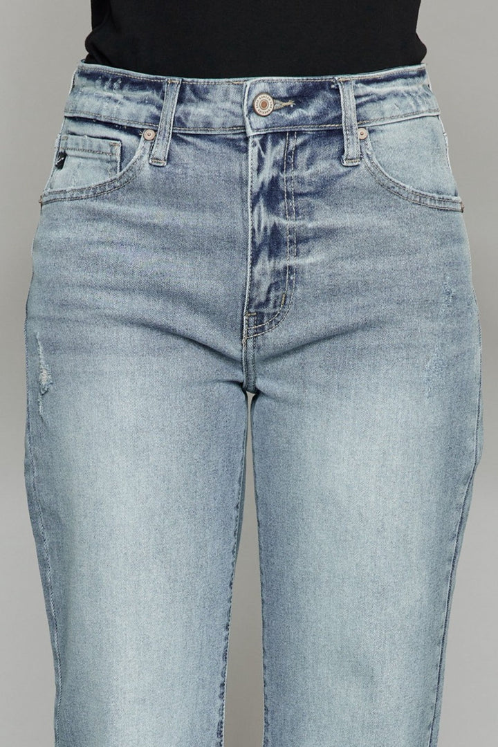 Stilla | Høj Talje Rå Kant Beskåret Bred Ben Jeans