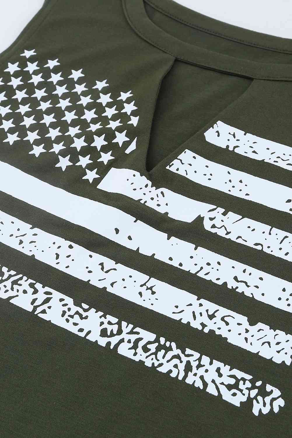 Stilla | Flag Graphic Cutout Rund Hals Tanktop