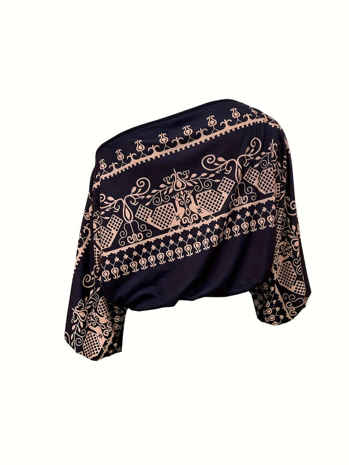 Stilla | Etisk Boho Bluse Med Bar Skulder Og Brede Flagermusærmer, Perfekt Til Forår Og Efterår