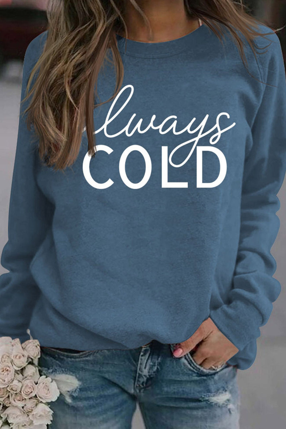 Stilla | Sweatshirt med trykket „always Cold“.
