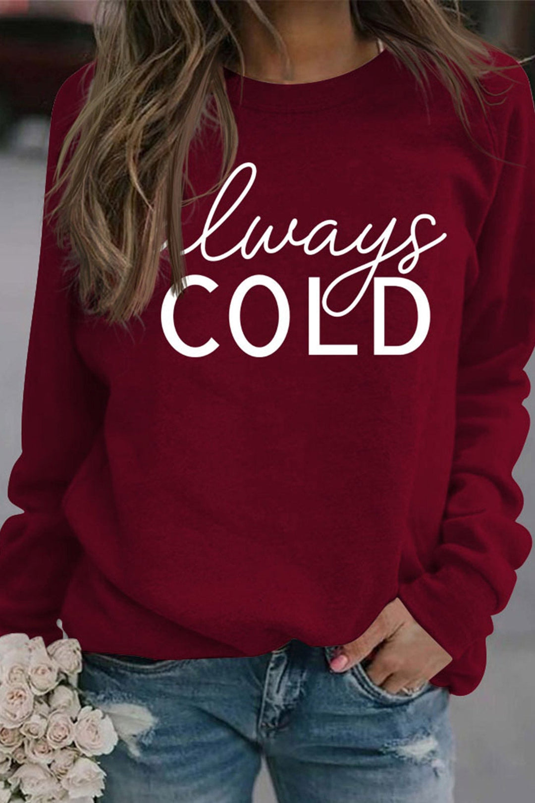 Stilla | Sweatshirt med trykket „always Cold“.