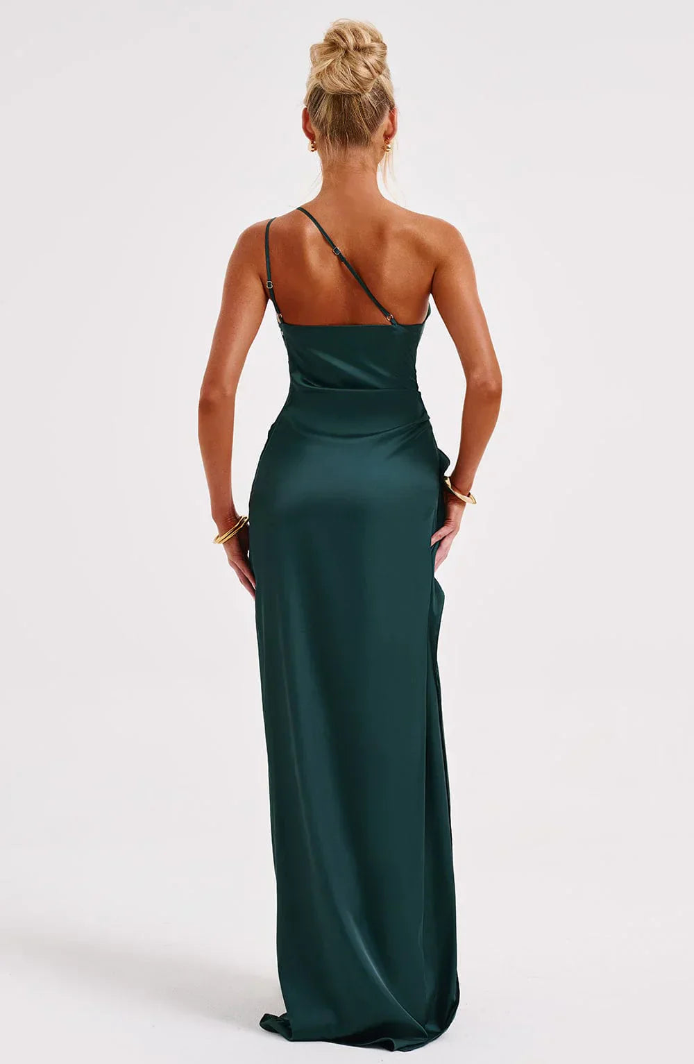 Stilla | Satin Split Dress With One Shoulder