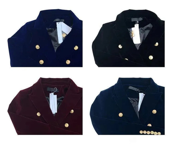 Stilla | Aristokratisk Samt Blazer Dame - Løs - Ensfarvet