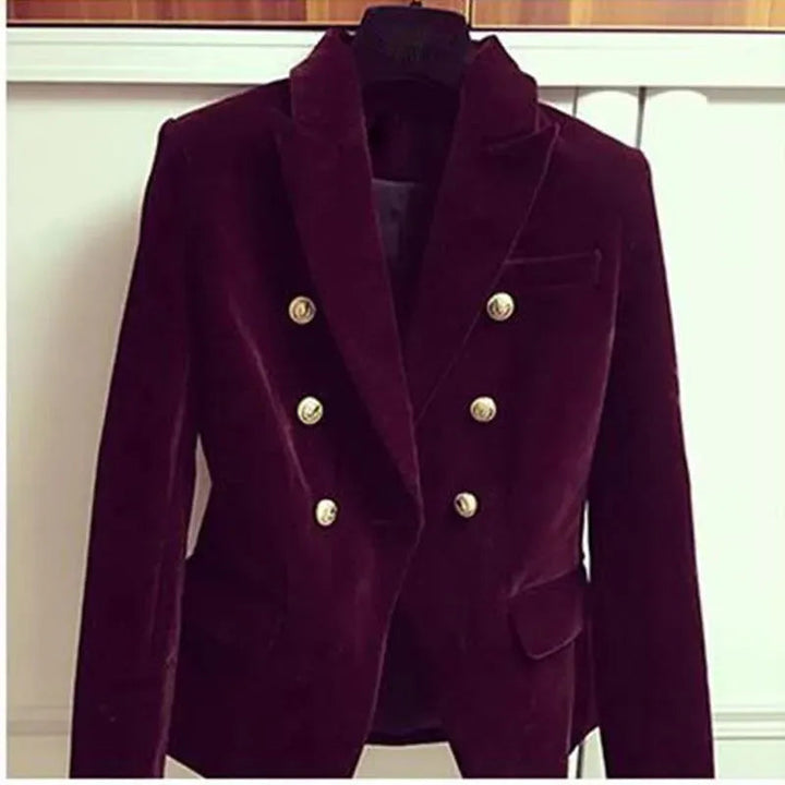 Stilla | Aristokratisk Samt Blazer Dame - Løs - Ensfarvet