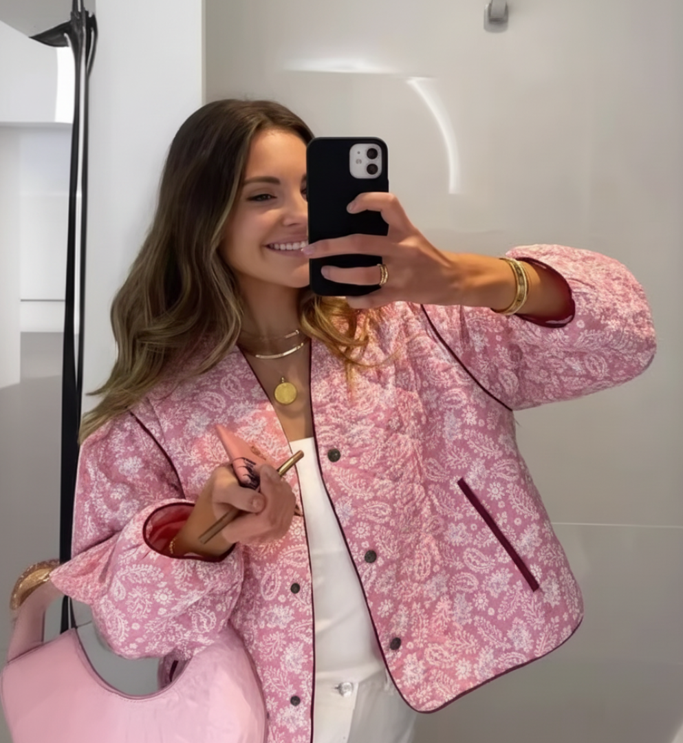 Stilla | Steppet Jakke Blomstret Print Knapfront Jakke