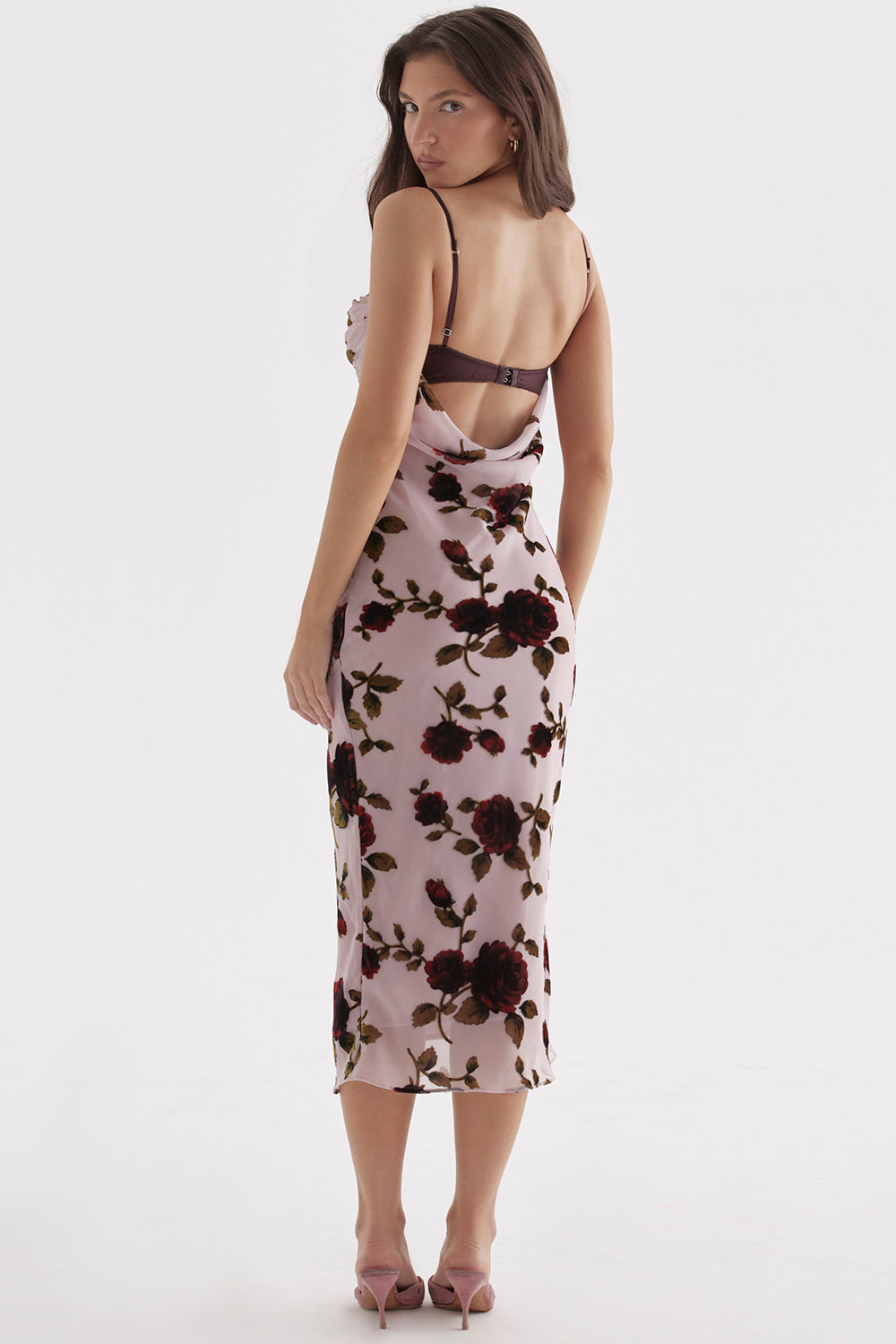 Stilla | Pink Devore Midikjole